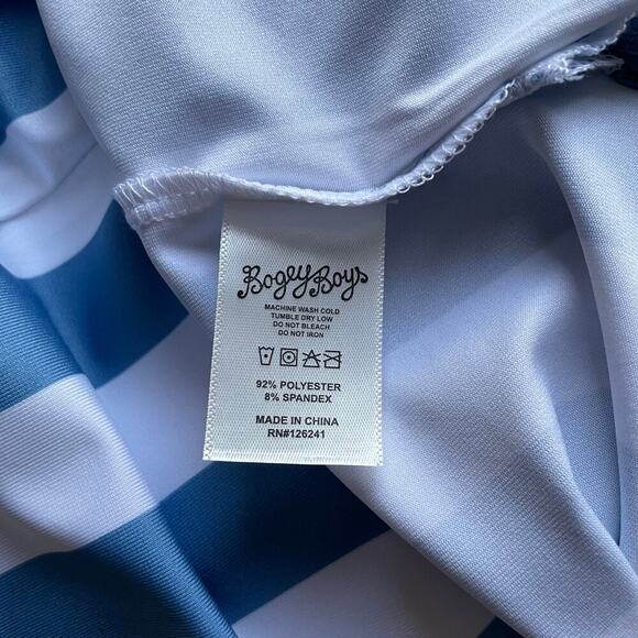 Bogey Boys Polo Shirt Striped Long Sleeve Golf Size Medium NEW - Picture 7 of 7